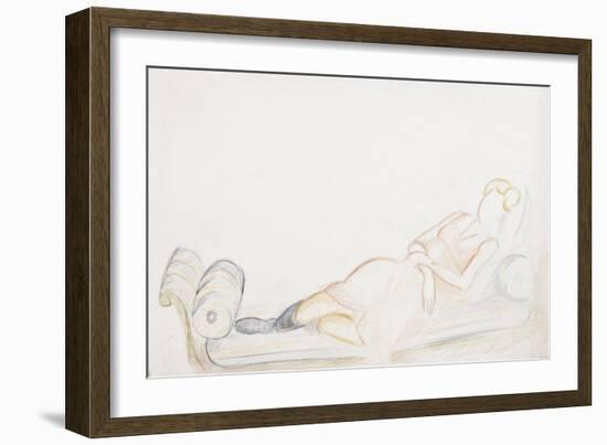 Christine Mavrogordato on a Day Bed, C.1928-Mark Gertler-Framed Giclee Print