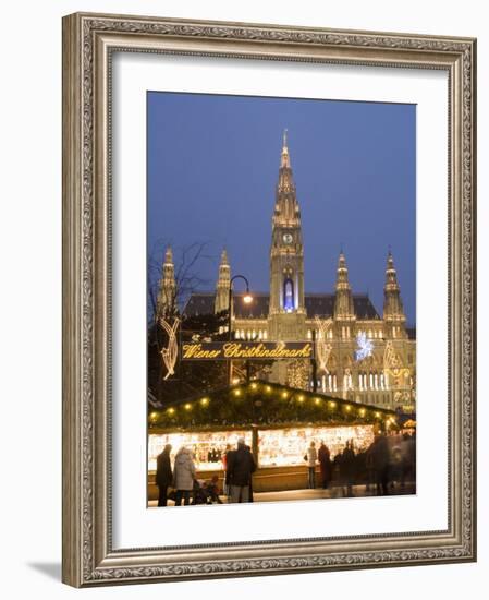 Christkindlmarkt and Rathaus at Rathausplatz at Twilight-Richard Nebesky-Framed Photographic Print