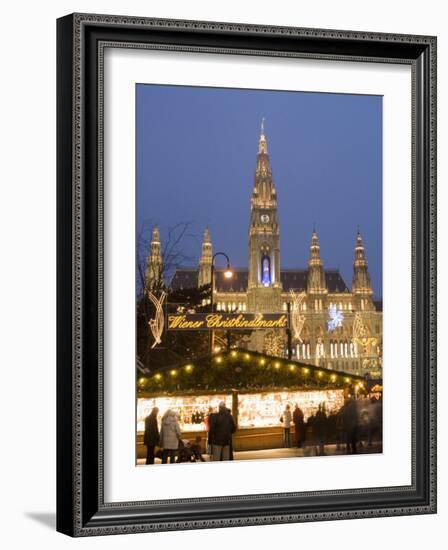 Christkindlmarkt and Rathaus at Rathausplatz at Twilight-Richard Nebesky-Framed Photographic Print