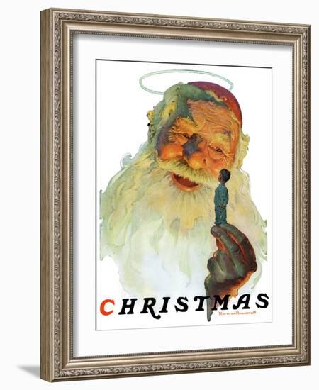 "Christmas, 1927" (King Kong Santa), December 3,1927-Norman Rockwell-Framed Giclee Print