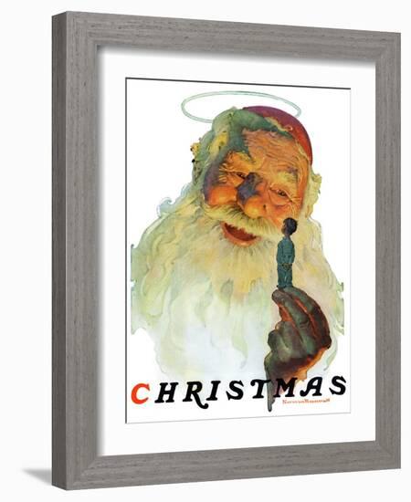 "Christmas, 1927" (King Kong Santa), December 3,1927-Norman Rockwell-Framed Giclee Print