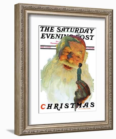 "Christmas, 1927" (King Kong Santa) Saturday Evening Post Cover, December 3,1927-Norman Rockwell-Framed Giclee Print