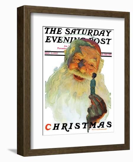 "Christmas, 1927" (King Kong Santa) Saturday Evening Post Cover, December 3,1927-Norman Rockwell-Framed Giclee Print