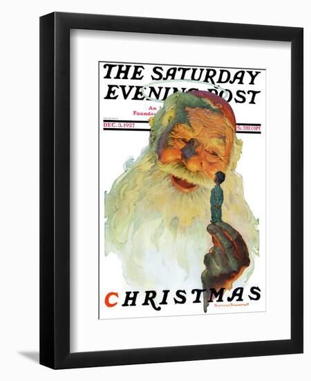 "Christmas, 1927" (King Kong Santa) Saturday Evening Post Cover, December 3,1927-Norman Rockwell-Framed Giclee Print