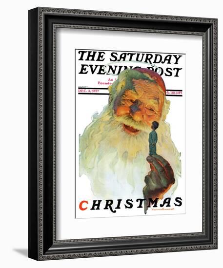 "Christmas, 1927" (King Kong Santa) Saturday Evening Post Cover, December 3,1927-Norman Rockwell-Framed Giclee Print