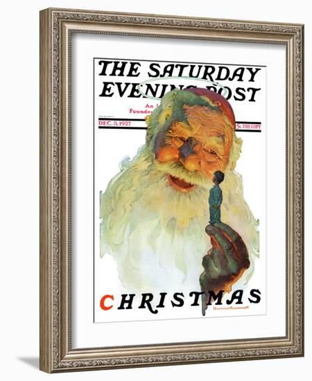 "Christmas, 1927" (King Kong Santa) Saturday Evening Post Cover, December 3,1927-Norman Rockwell-Framed Giclee Print