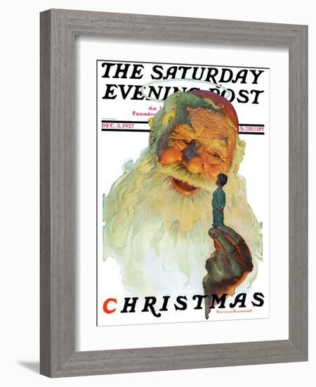 "Christmas, 1927" (King Kong Santa) Saturday Evening Post Cover, December 3,1927-Norman Rockwell-Framed Giclee Print