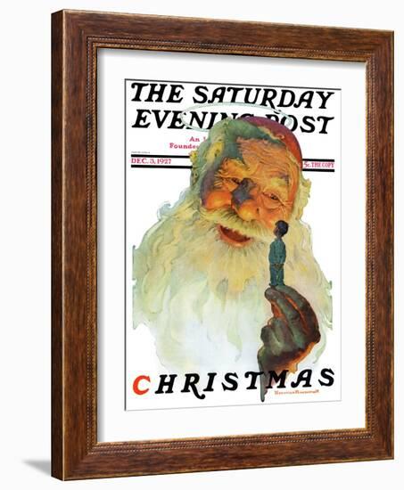 "Christmas, 1927" (King Kong Santa) Saturday Evening Post Cover, December 3,1927-Norman Rockwell-Framed Giclee Print