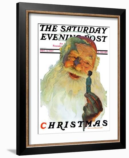 "Christmas, 1927" (King Kong Santa) Saturday Evening Post Cover, December 3,1927-Norman Rockwell-Framed Giclee Print