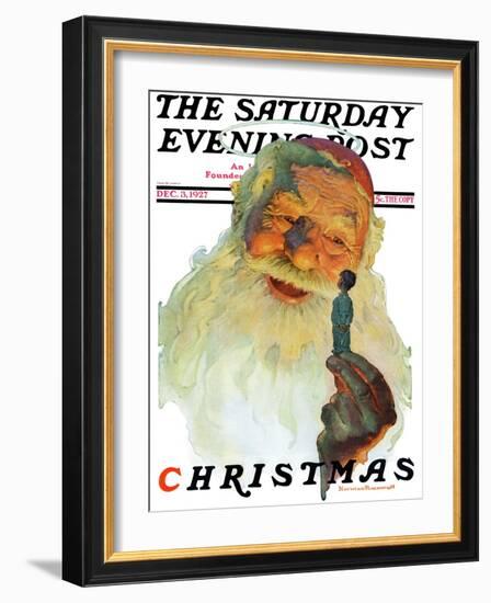 "Christmas, 1927" (King Kong Santa) Saturday Evening Post Cover, December 3,1927-Norman Rockwell-Framed Giclee Print