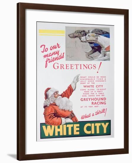 Christmas Advert for the White City Greyhound Track, London, 1932-null-Framed Giclee Print
