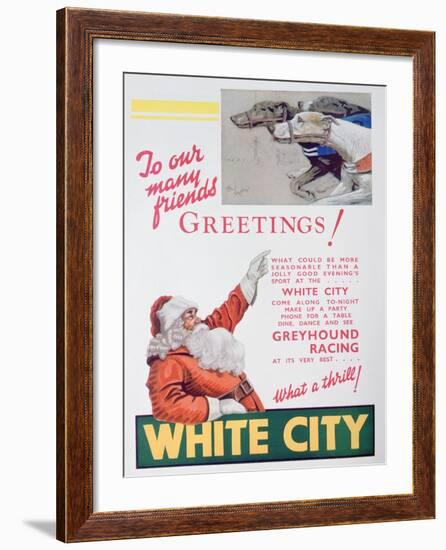 Christmas Advert for the White City Greyhound Track, London, 1932-null-Framed Giclee Print