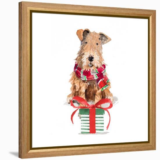 Christmas Airedale Terrier-Lanie Loreth-Framed Stretched Canvas