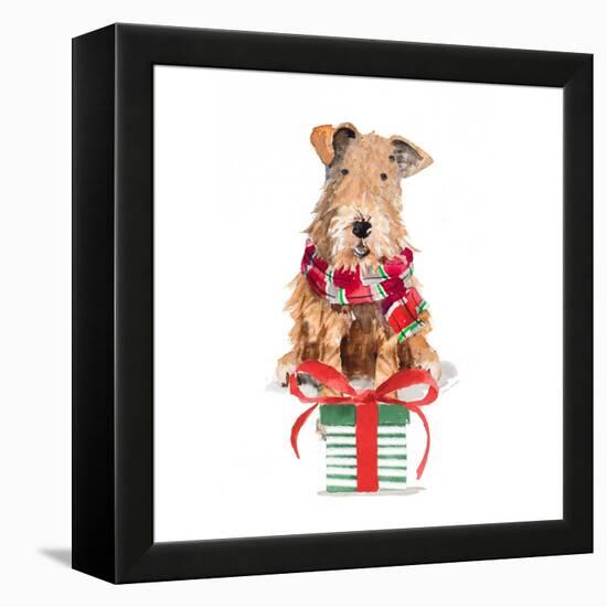 Christmas Airedale Terrier-Lanie Loreth-Framed Stretched Canvas