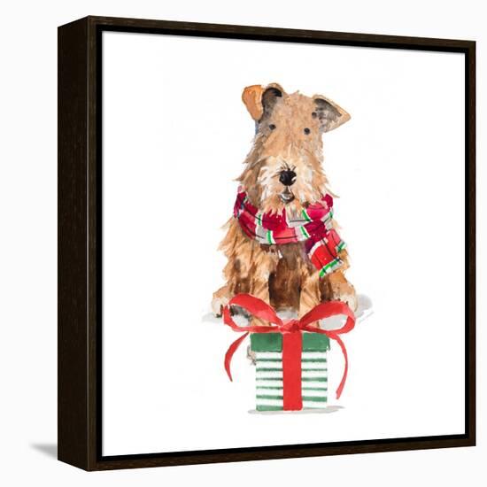 Christmas Airedale Terrier-Lanie Loreth-Framed Stretched Canvas