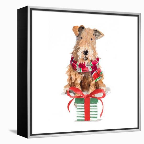 Christmas Airedale Terrier-Lanie Loreth-Framed Stretched Canvas