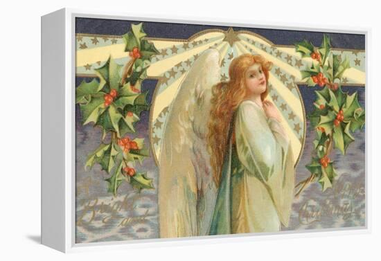 Christmas Angel with Holly-null-Framed Premier Image Canvas