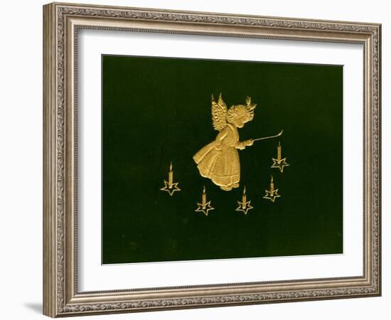 Christmas Angels Card, Gold Metalic Angel Lighting Candles-null-Framed Art Print