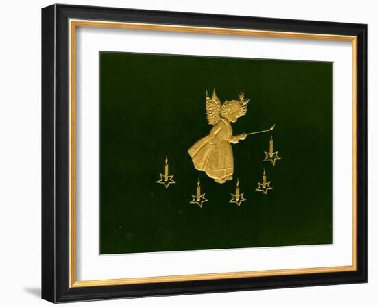 Christmas Angels Card, Gold Metalic Angel Lighting Candles-null-Framed Art Print