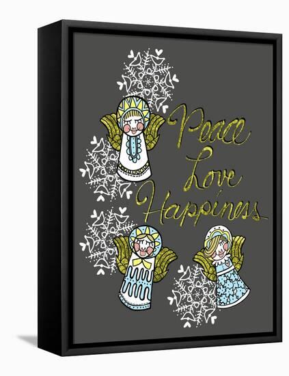 Christmas Angels & Snowflakes-Cyndi Lou-Framed Premier Image Canvas