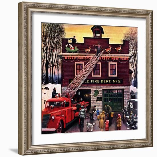 "Christmas at the Fire Station", December 16, 1950-Stevan Dohanos-Framed Giclee Print