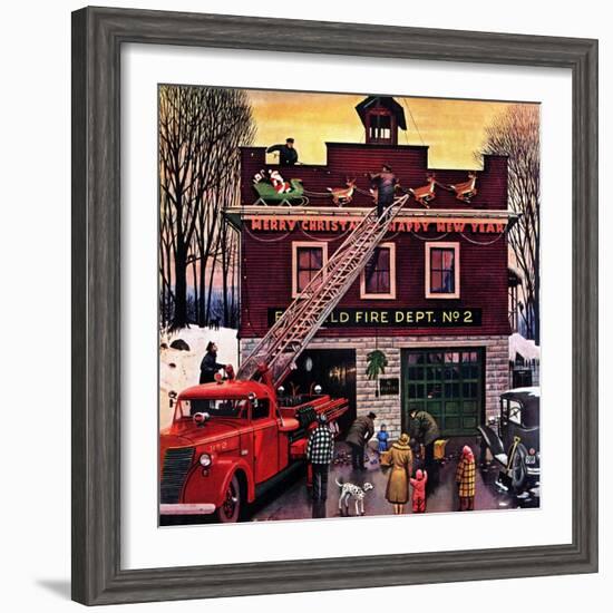 "Christmas at the Fire Station", December 16, 1950-Stevan Dohanos-Framed Giclee Print