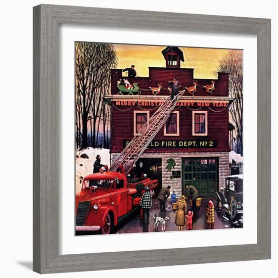 "Christmas at the Fire Station", December 16, 1950-Stevan Dohanos-Framed Giclee Print