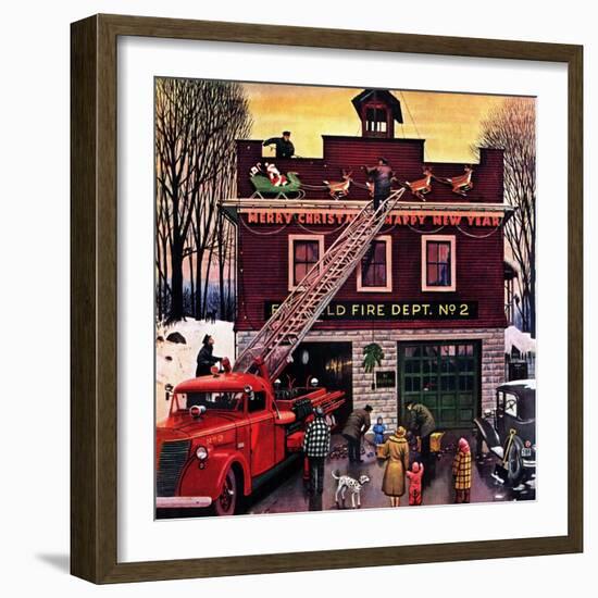 "Christmas at the Fire Station", December 16, 1950-Stevan Dohanos-Framed Giclee Print