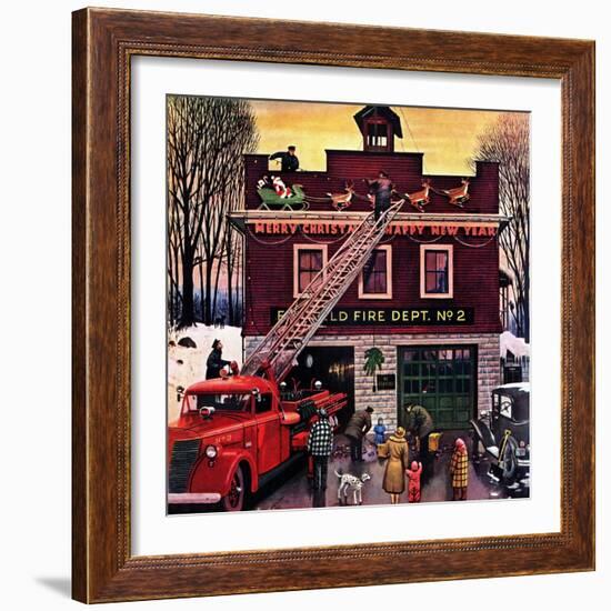 "Christmas at the Fire Station", December 16, 1950-Stevan Dohanos-Framed Giclee Print