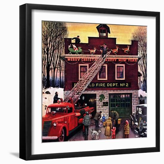 "Christmas at the Fire Station", December 16, 1950-Stevan Dohanos-Framed Giclee Print