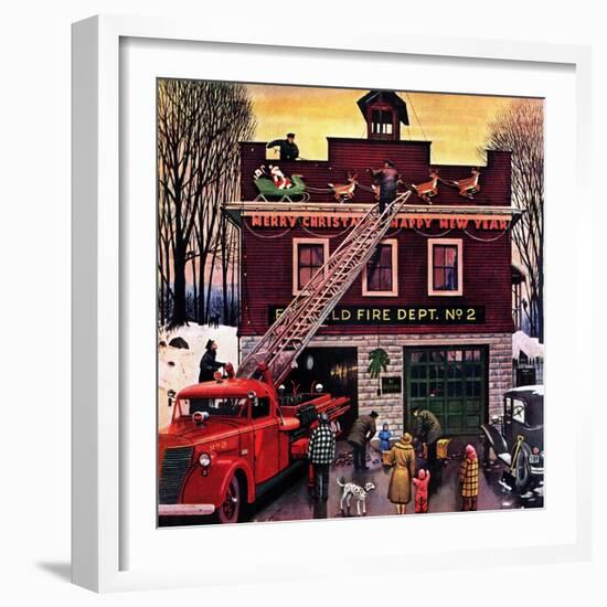 "Christmas at the Fire Station", December 16, 1950-Stevan Dohanos-Framed Giclee Print