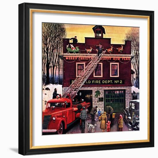 "Christmas at the Fire Station", December 16, 1950-Stevan Dohanos-Framed Giclee Print