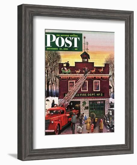 "Christmas at the Fire Station" Saturday Evening Post Cover, December 16, 1950-Stevan Dohanos-Framed Giclee Print