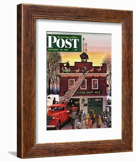 "Christmas at the Fire Station" Saturday Evening Post Cover, December 16, 1950-Stevan Dohanos-Framed Giclee Print