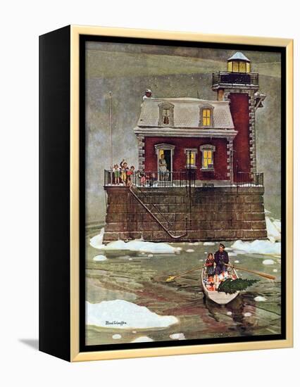 "Christmas at the Lighthouse," December 28, 1946-Mead Schaeffer-Framed Premier Image Canvas