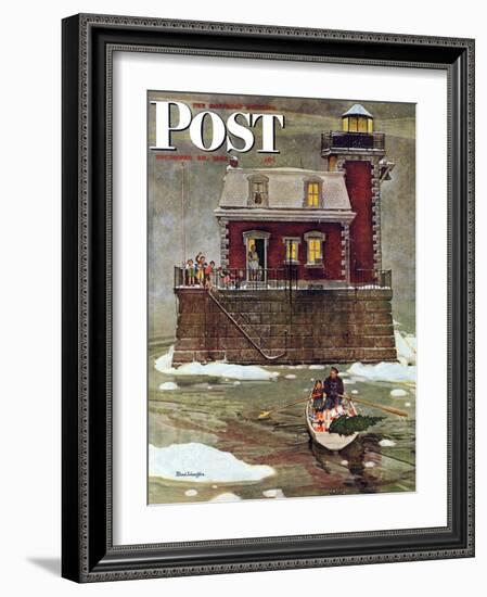 "Christmas at the Lighthouse," Saturday Evening Post Cover, December 28, 1946-Mead Schaeffer-Framed Giclee Print