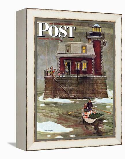 "Christmas at the Lighthouse," Saturday Evening Post Cover, December 28, 1946-Mead Schaeffer-Framed Premier Image Canvas