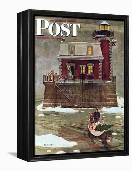 "Christmas at the Lighthouse," Saturday Evening Post Cover, December 28, 1946-Mead Schaeffer-Framed Premier Image Canvas