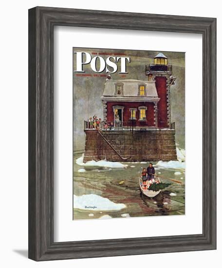 "Christmas at the Lighthouse," Saturday Evening Post Cover, December 28, 1946-Mead Schaeffer-Framed Giclee Print