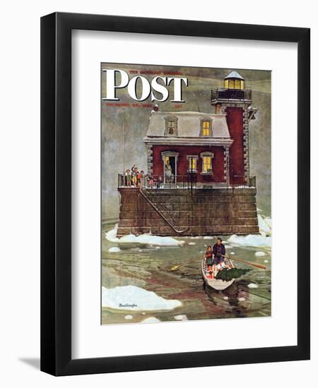 "Christmas at the Lighthouse," Saturday Evening Post Cover, December 28, 1946-Mead Schaeffer-Framed Giclee Print