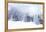 Christmas Background with Snowy Fir Trees-melis-Framed Stretched Canvas