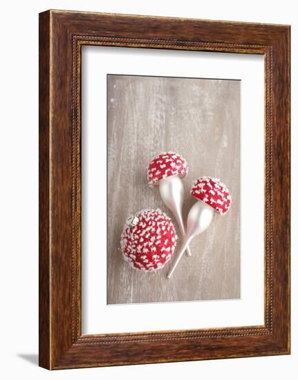 Christmas Balls, Red, Snow-Covered, Toadstools-Nikky Maier-Framed Photographic Print