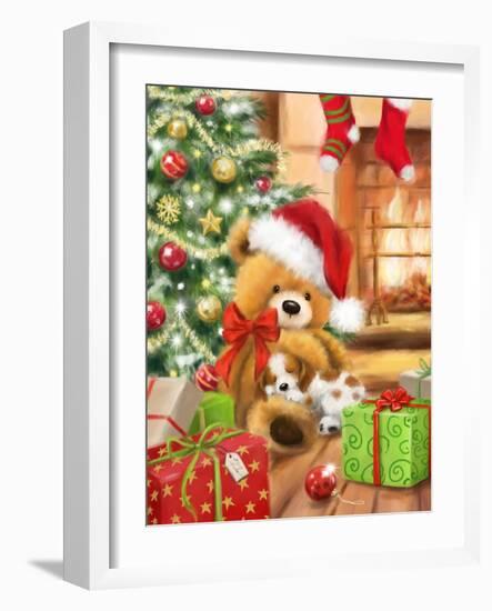 Christmas Bear with Presents-MAKIKO-Framed Giclee Print