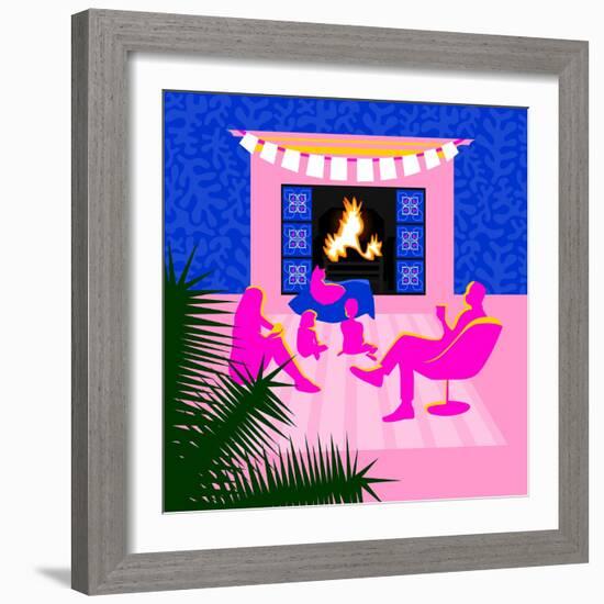 Christmas by the fireplace-Claire Huntley-Framed Giclee Print