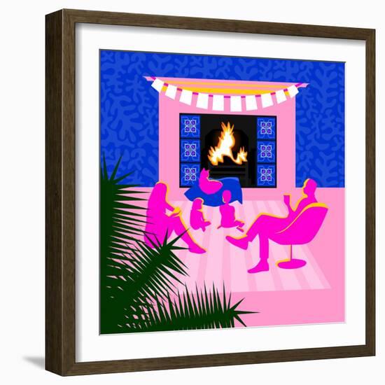 Christmas by the fireplace-Claire Huntley-Framed Giclee Print