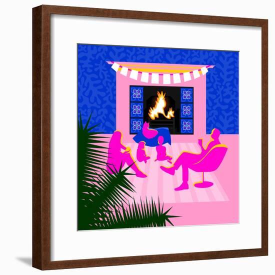 Christmas by the fireplace-Claire Huntley-Framed Giclee Print