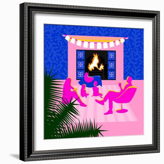 Christmas by the fireplace-Claire Huntley-Framed Giclee Print