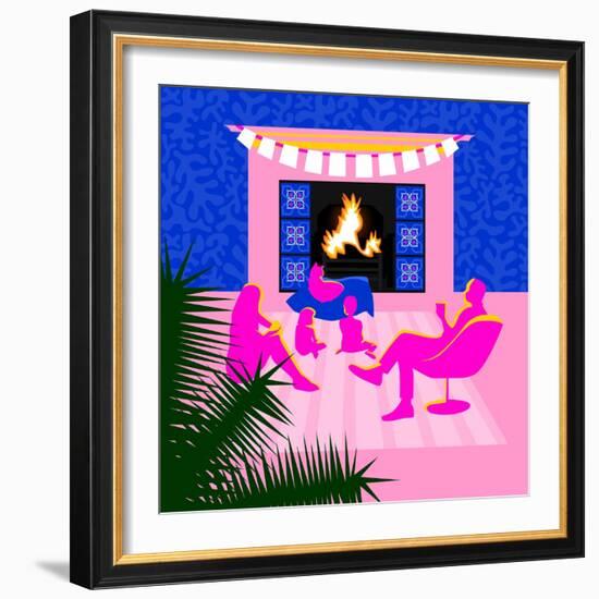 Christmas by the fireplace-Claire Huntley-Framed Giclee Print