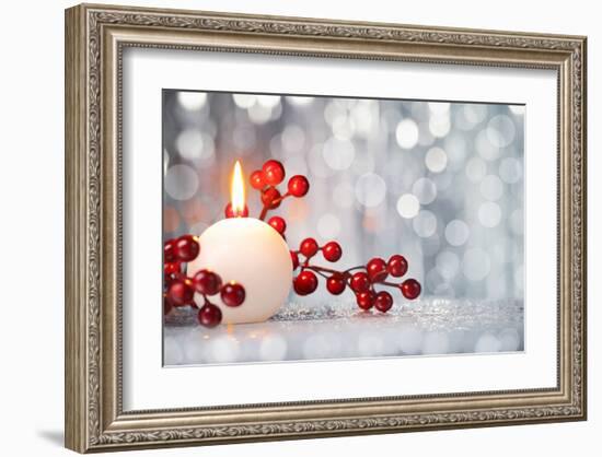 Christmas Candle Ball &Hollies-null-Framed Art Print