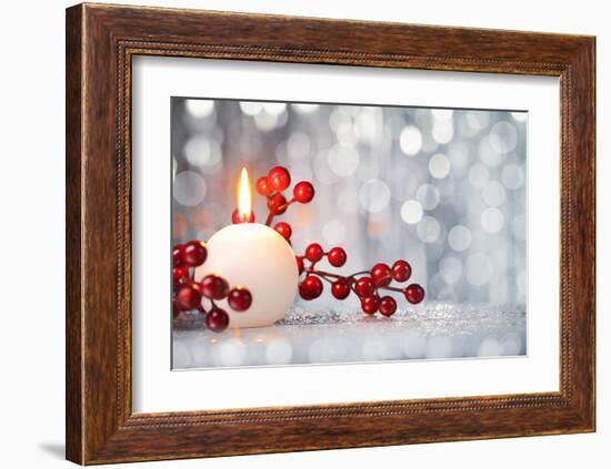 Christmas Candle Ball &Hollies-null-Framed Art Print